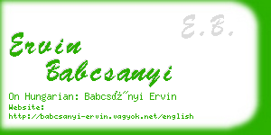 ervin babcsanyi business card